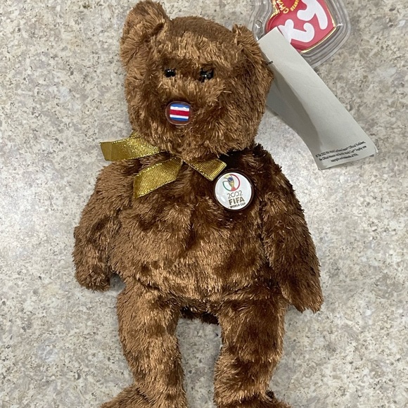 Ty Beanie Baby Champion Costa Rica The Bear 8.5" Flag Nose FIFA 2002 Special Tag - Picture 2 of 8